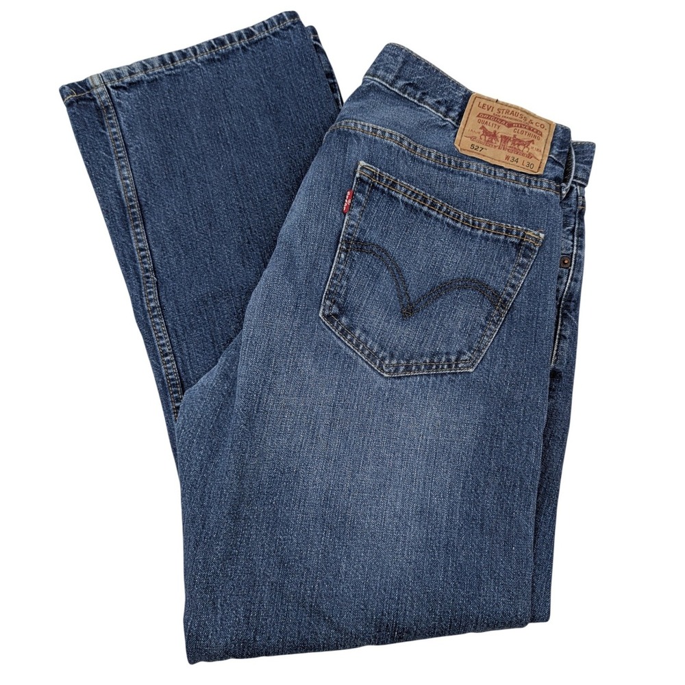 Levis 527 Mens Bootcut Jeans Medium Wash Blue Denim 34x30 100% Cotton 05527-4257